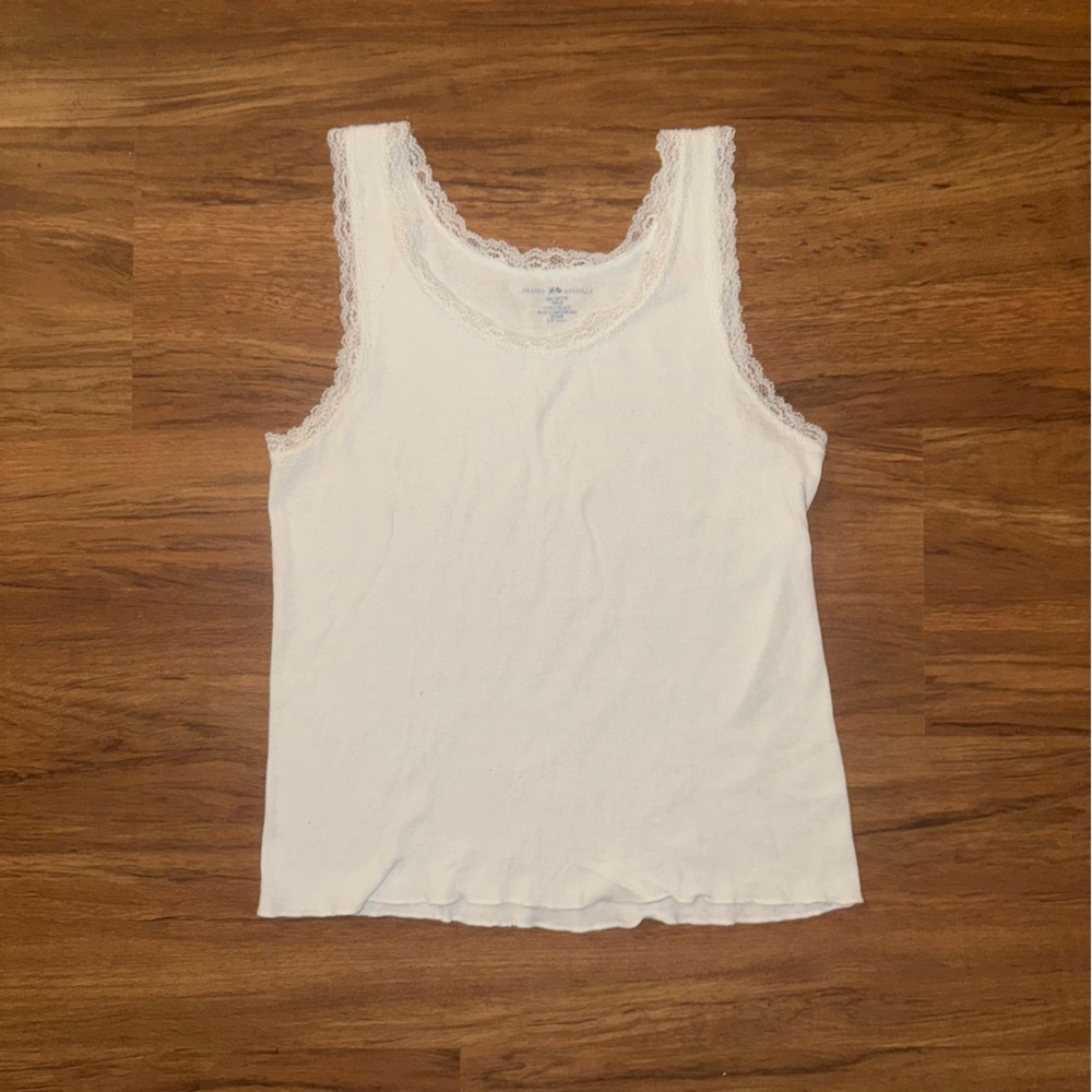 Brandy Melville White Lace Trim Tank Top